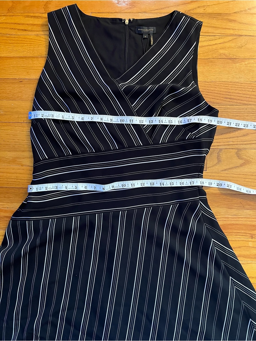 Donna Karan Black Dress with White Pinstripes - Picture 4 of 7